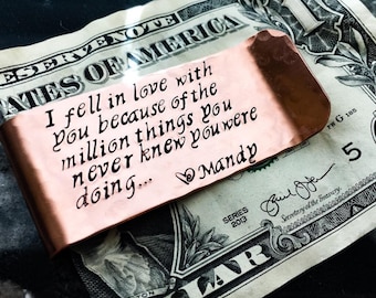 Love Personalized Money Clip - Copper Gold Silver