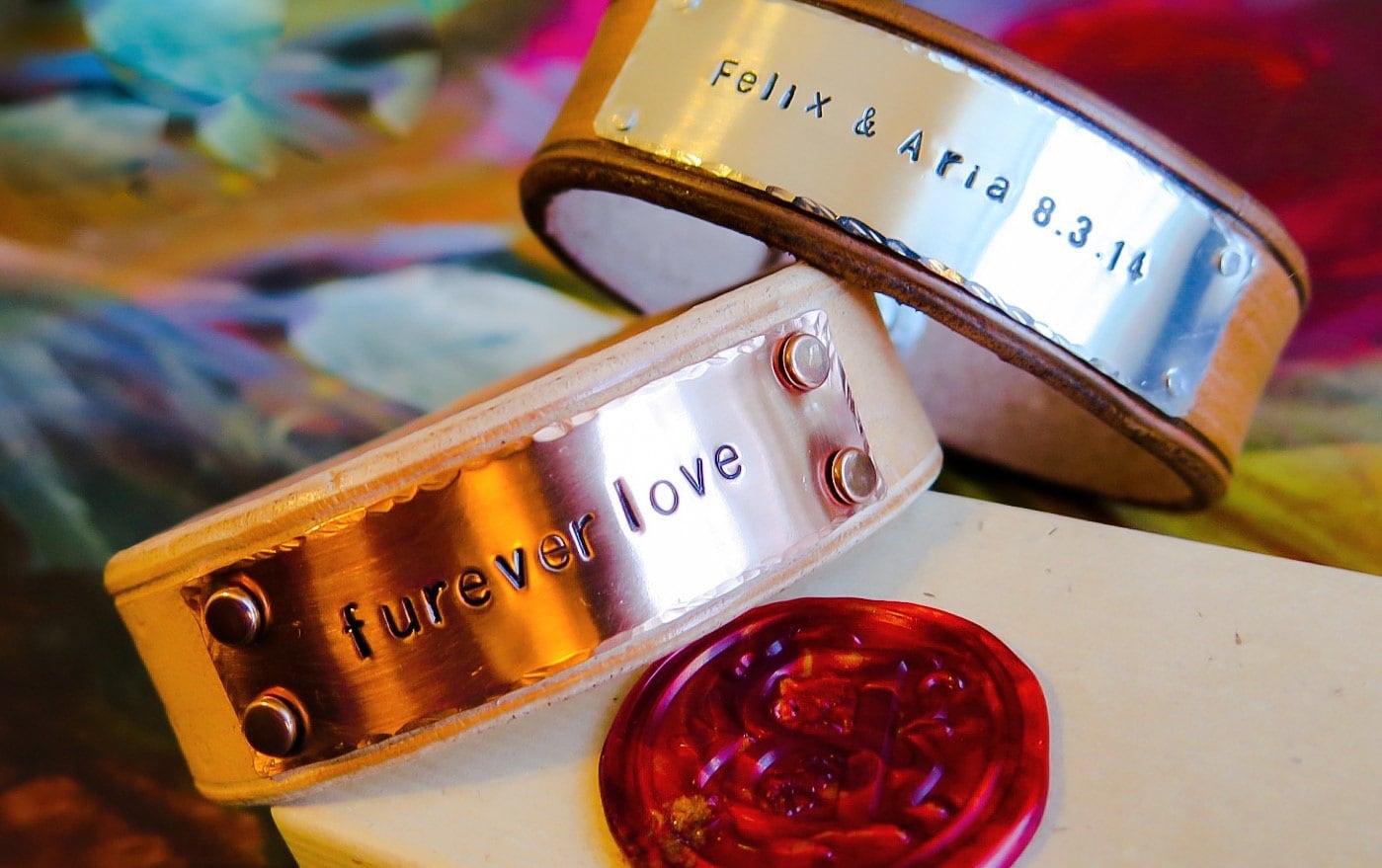 Invisible Rivet Custom Leather Cuff, Personalized Leather Cuff Bracelet ...