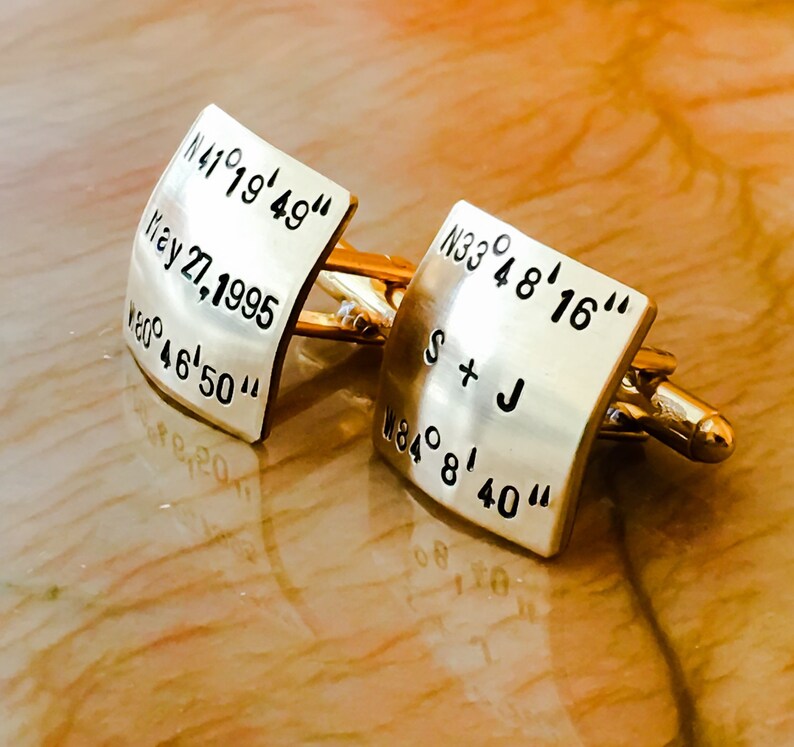 Engagement custom Cuff Links Wedding Father of Groom Bride Cufflinks Gold Silver Copper,Monogram,Men Style Gift suit image 4
