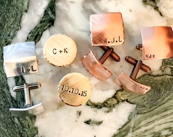 Personalized Cuff Links for groom - Wedding Groom Custom - Tones Gold Silver Copper,Monogram, Men With Style Groomsmen Gift Father of Groom