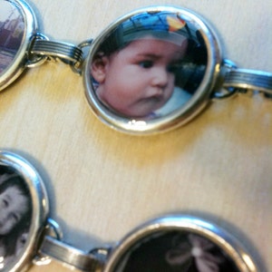 Custom Photo Bracelet one Jewelry Grade WATERPROOF 5 Personal Photos Antiqued Silver Family Gift Personalized Picture Bracelet image 4