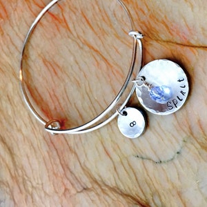 Personalized Charm Bangle Bracelet, Adjustable Bracelet, Stackable Bracelet, Personalized Adjustable Bangle, Your Quote, Name, Mantra, Date
