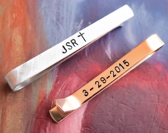 Custom Tie Bar - Personalized Tie bar - Hand stamped Tie Bar – Neck Tie, Customized Tie Bar, Custom Tie Clasp, Personalized Tie Holder