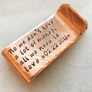 Customized Money Clip - Hand Stamped Metal Money Clip, Custom Money Clip, Monogram, Personalized Money Clip, Groomsmen Gift, Wedding Gift