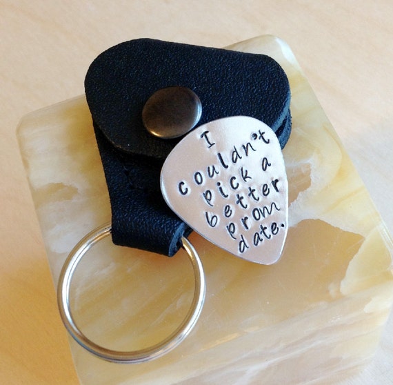 Stamped Guitar Pick With Leather Pouch Custom Guitar Pick Etsy
