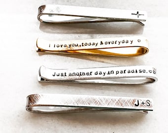 Metal tie bar anniversary gift