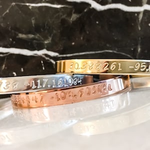 Happy Kind Words stamped 4ever in metal, Hostess gift, Push Expecting Mom, Inside Jokes, Custom Bracelet Word Cuff, message hidden / visible