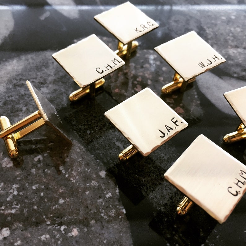 Gold Brass Cufflinks Custom Cufflinks Personalized Cuff Etsy