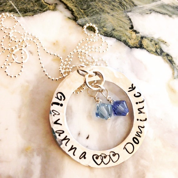 Birthstone Open O Mommy Necklace With Swarovski Crystals