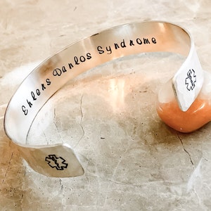 Medical ID Bracelet, Emergency EMS, Medical Symbol Rod of Asclepius, Customized Stamped Bracelet, Personalized, Medicine, Seizure, Allergy