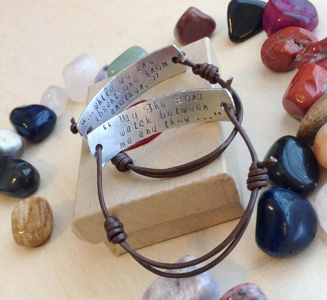 Leather Corded Bracelet Hand Stamped Bracelet, Custom Hand Stamped Bracelet, Personalized