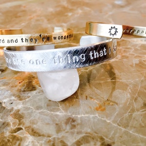 Inspirational Message Bracelet - Custom Hand Stamped Bracelet - Personalized Bracelet - Your Name, Quote - Motivational, Goals, Mantra