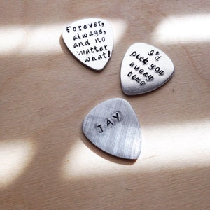 Custom Guitar Pick - Hand Stamped Metal Pick - Customized Gift for Him, Husband, Boyfriend, Band Mate Music Lover - Your Words