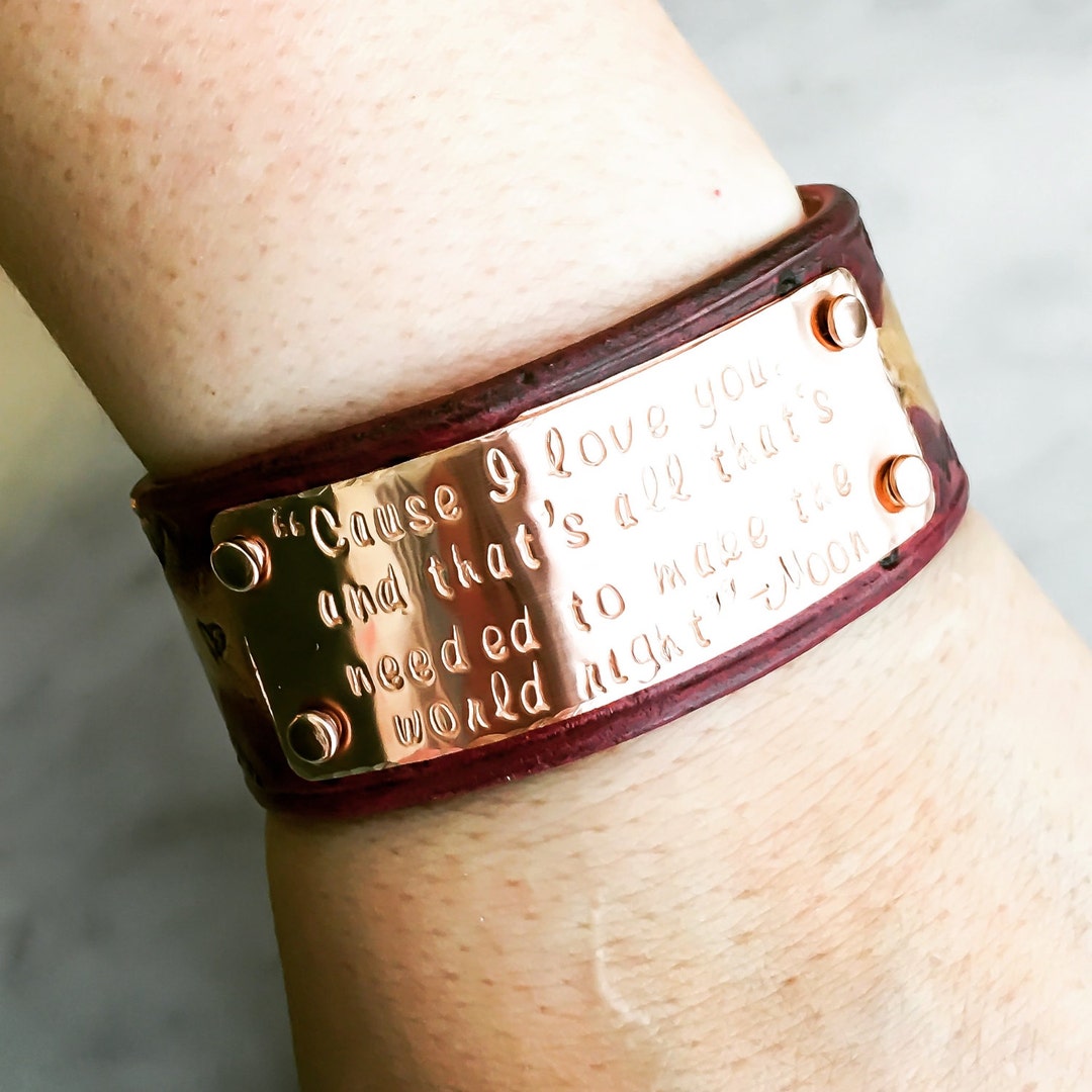 Invisible Rivet Custom Leather Cuff, Personalized Leather Cuff Bracelet ...