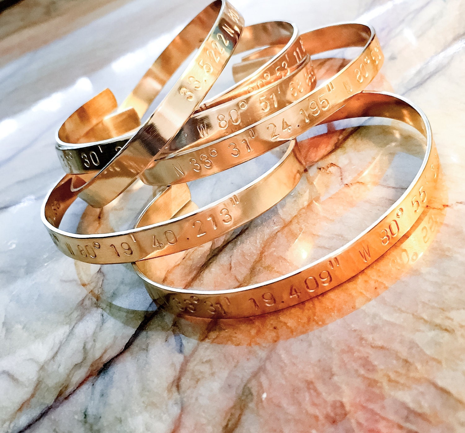 Custom Coordinates Bracelet Cuff- Custom Hand Stamped Bracelet - Personalized Bracelet Cuff - GPS, Longitude, Latitude, or Quote, Wanderlust