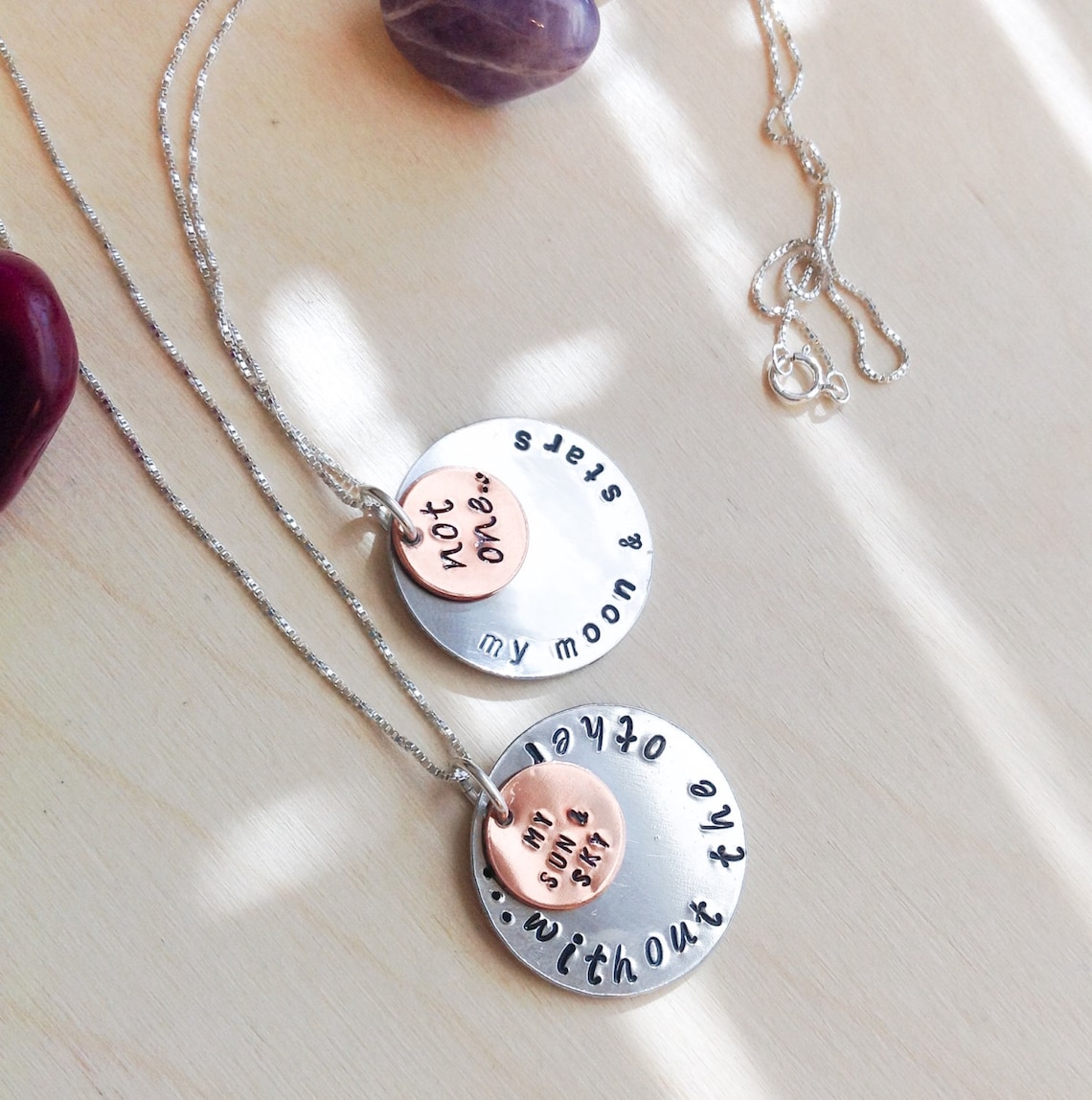 Personalized Couples Necklace Hand Stamped Mommy Necklace Etsy