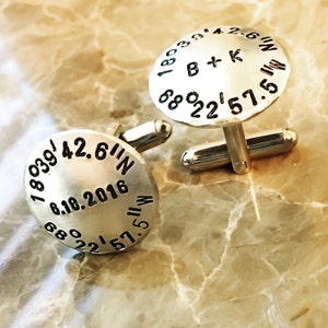 Round or Square Personalized Cuff Links, Custom Cufflinks, Hand Stamped Cufflinks, Personalize with Your Name or Quote Cuff links image 1