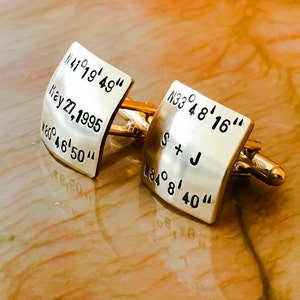 Gold Tone Brass Personalized Cuff Links Copper Custom Cuff links Silver tone personalized Cufflinks Your Name, Quote, Hand Stamped image 4