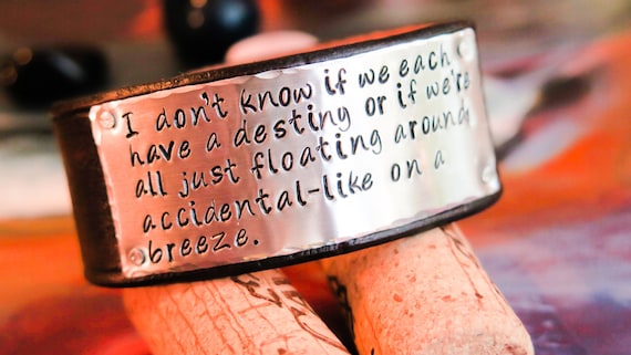 Leather cuff bracelet with metal quote new arrivals