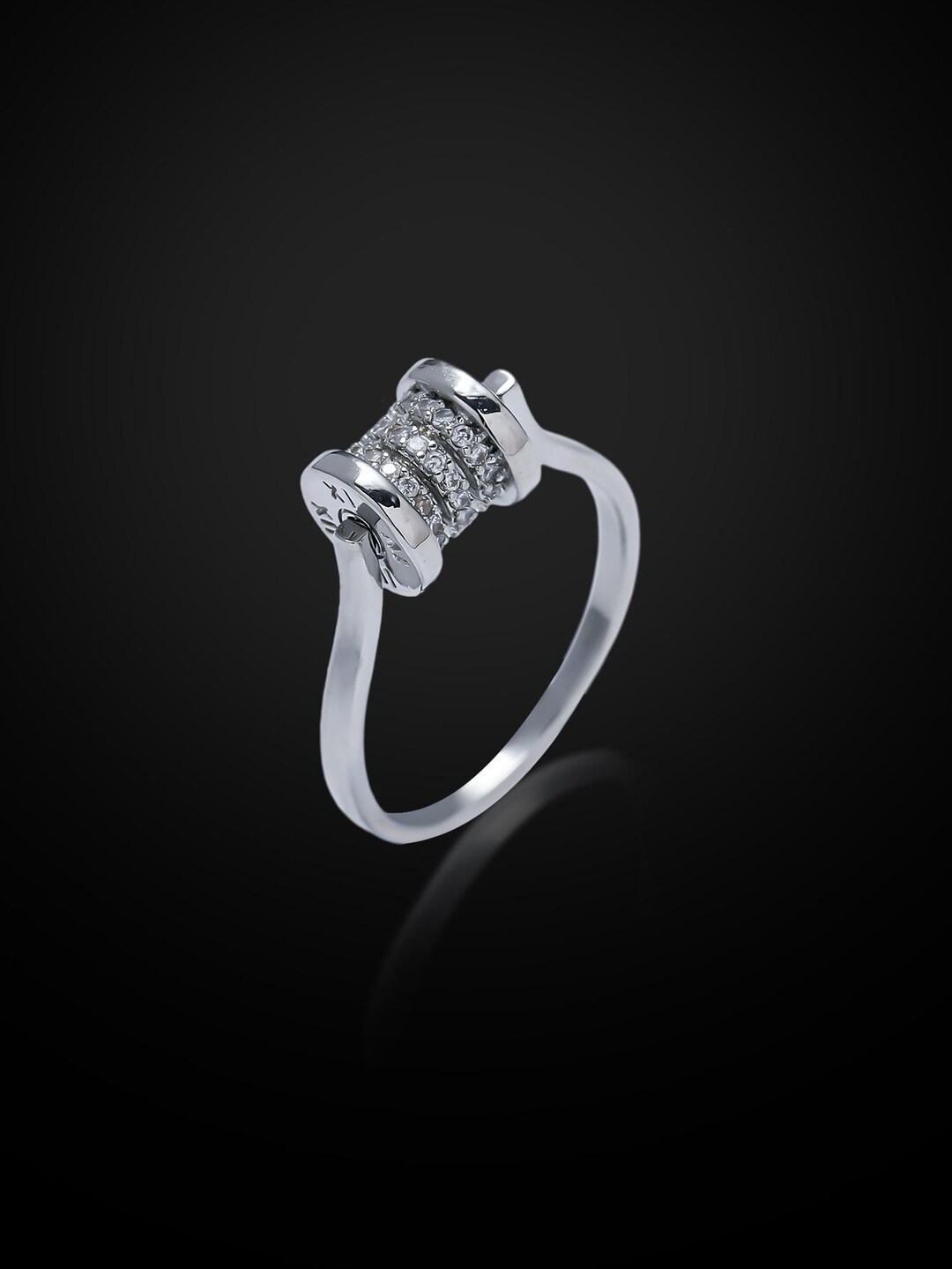 Slim Rolling Fidget Ring for Women – Dainty Anxiety Ring With CZ Roller ...