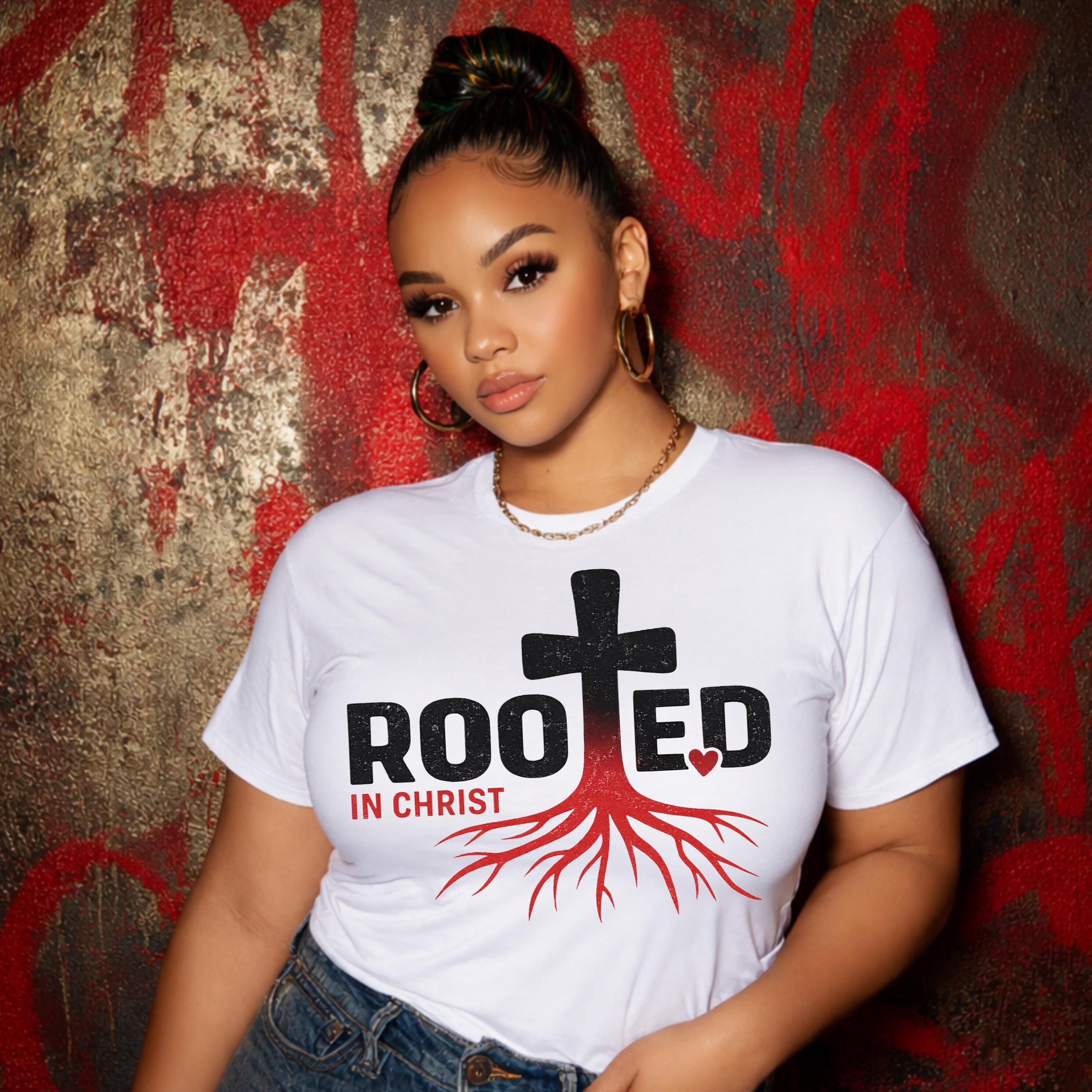 Rooted in Christ PNG | Christian Cross Roots Design | Faith Based Shirt ...
