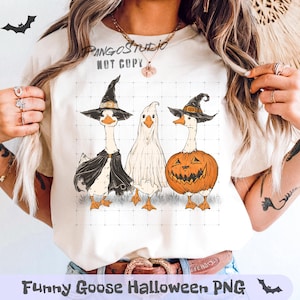 Funny Goose Halloween PNG, Spooky Duck Clipart, Hand-Drawn Sublimation Design for Shirts, Cute Fall Animal Art, Instant Digital Download