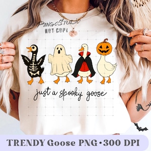 Funny Goose Halloween PNG, Just a Spooky Goose PNG, Cute Duck Clipart Bundle, Spooky Sublimation Design, Ghost Pumpkin Vampire Skeleton Art