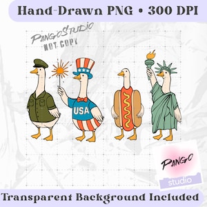 Funny 4th of July Goose PNG: Patriotic Clipart, Shirt Design (Digital Download)