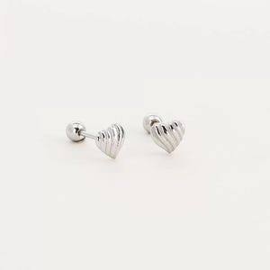 Sterling Silver Heart Stud Earrings: Minimalist 925 Silver or Gold, Dainty Everyday Minimalist Silver Heart Studs, Small Silver Studs