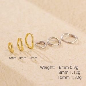 Tiny Irregular Hoop Earrings | 6mm 8mm 10mm | Minimalist Silver or Gold Huggie Hoops | Lightweight Everyday Earrings | Dainty Modern Jewelry