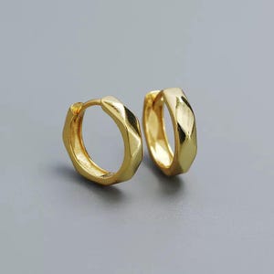 Chunky Sterling Silver Hoop Earrings: Gold Plated Huggie Hoops