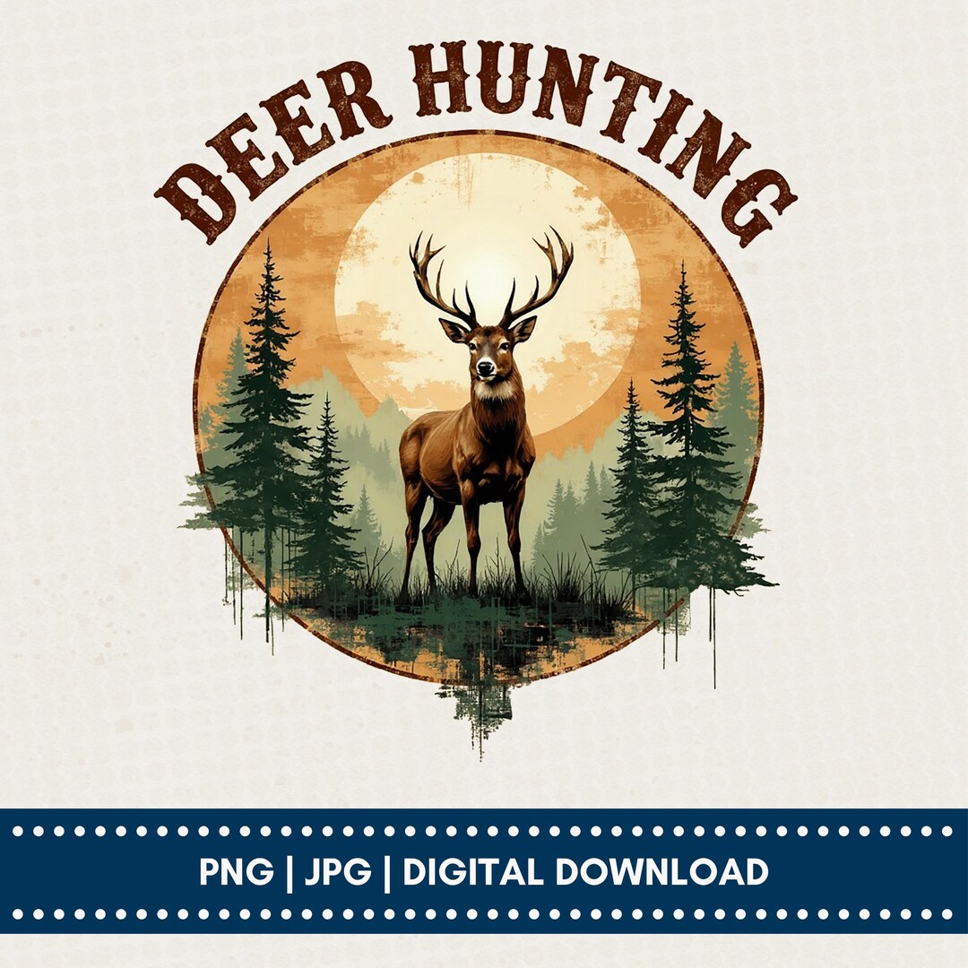 Hunting Season PNG JPG, Vintage Deer Hunting Design, Whitetail Hunting ...