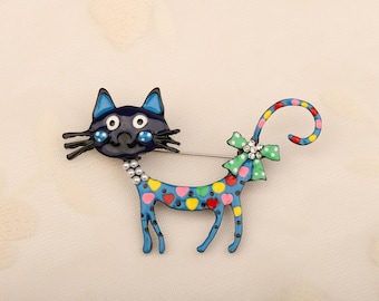 Broche de gato / broche lindo / accesorio para traje / abrigo / joyería hecha a mano / broche vintage / broche de suéter / regalo diario