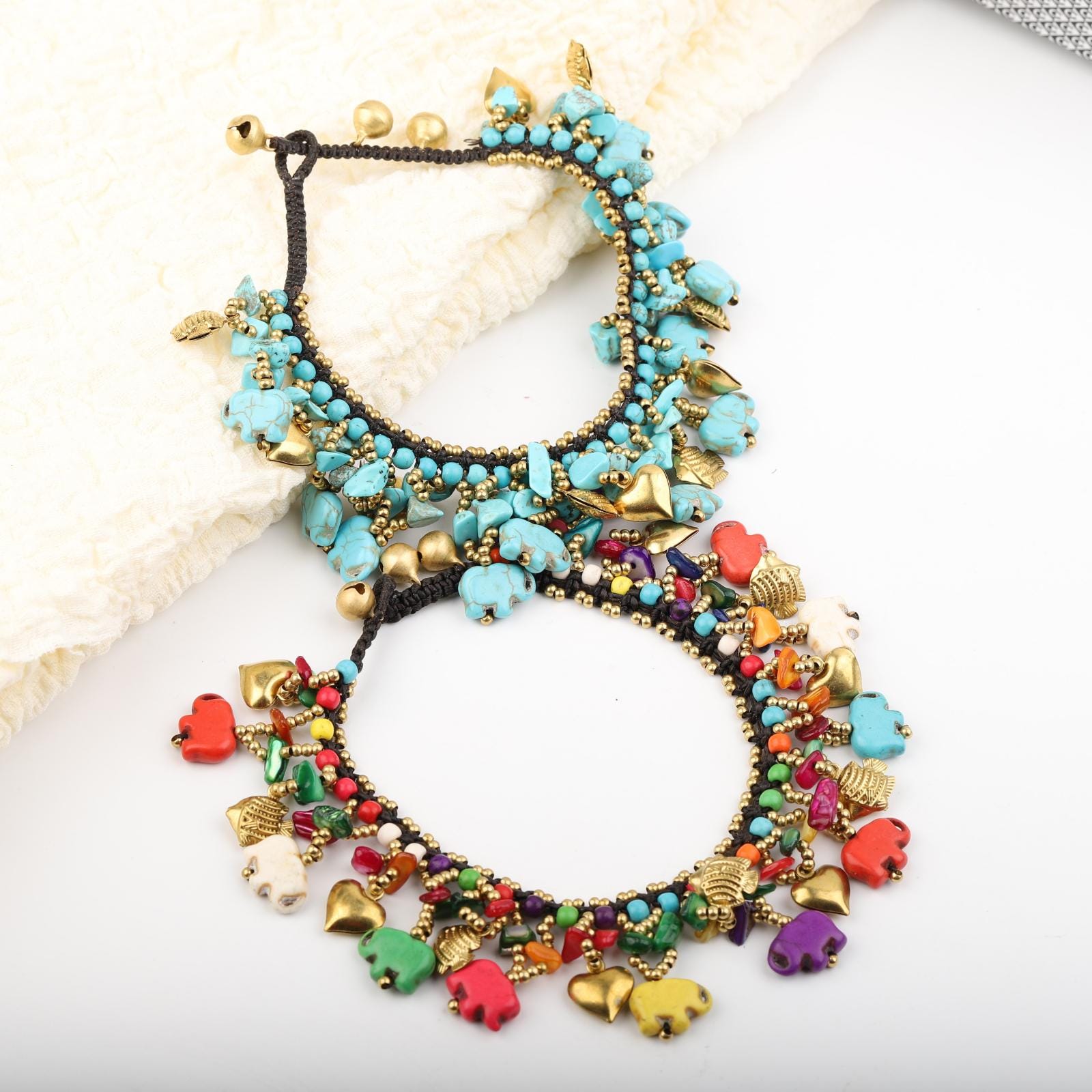 Handmade Woven Colorful Anklets, Featuring Thai Elephant and Ethnic ...