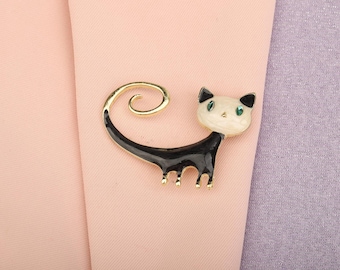 Broche de gato / broche lindo / accesorio para traje / abrigo / joyería hecha a mano / broche vintage / broche de suéter / regalo diario