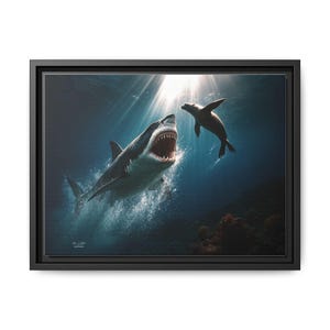 Great White Shark Encounter Wall Art, Ocean Decor, Sea Life Gift, Nature Print, Marine Art