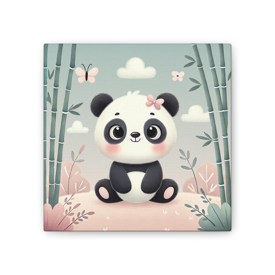 Cute Panda Nursery Wall Art | Pastel Baby Animal Canvas | Kids Room ...