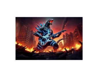 Thunderdragon Guitar Art Print: Vintage Music Theme Poster