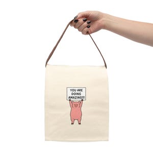 Cute Motivational Canvas Lunch Bag, Back to School Tote, Eco Friendly Lunchbox, Teacher Gift, Everyday Use, Positive Vibes