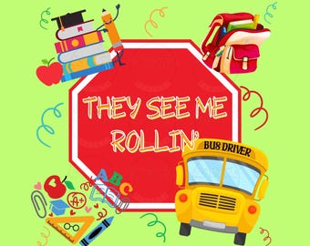 Bus driver PNG, School Bus Driver png, School Transportation, Back to School png, Cute Bus Driver png