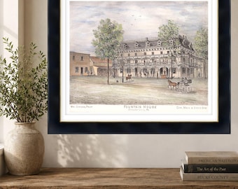 Fountain House Doylestown PA Watercolor Print | Historic Bucks County Wall Art | Museum Quality