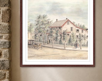 Jonas Knight House Doylestown PA Historic Square Watercolor Print