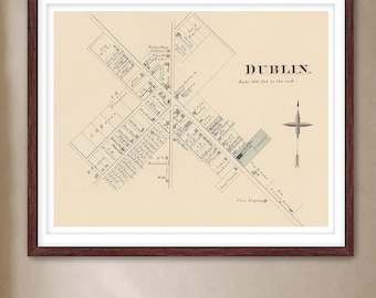 Dublin PA Historic Map 1876 | Bucks County Pennsylvania Map | Fine Art Wall Print
