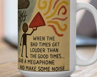 Motivational Megaphone Coffee Mug: Playful Office Gift