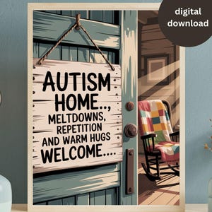 Autism Home Wall Art: Meltdowns, Repetition, Warm Hugs (Digital Download)