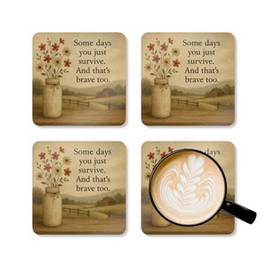Inspirational Quote Coaster Set: Mental Health Awareness Gift