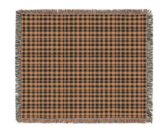 Buffalo Plaid Woven Blanket: Rustic Farmhouse Throw, 100% Cotton