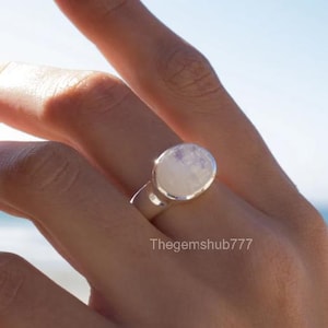 Moonstone ~ Sterling Silver 925 ~ Handmade ~ Gemstone ~ Statement ~ Everyday ~ oval stone ~ Hippie ~Bohemian~June Birthstone