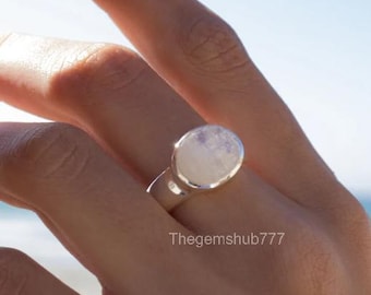 Mondstein ~ Sterlingsilber 925 ~ Handgemacht ~ Edelstein ~ Statement ~ Alltags ~ ovaler Stein ~ Hippie ~Boho~Juni Geburtsstein