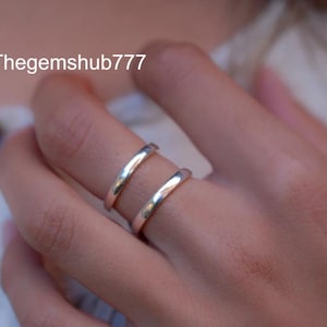 Sterling Silver Double Band Ring: Adjustable Minimalist Boho Jewelry